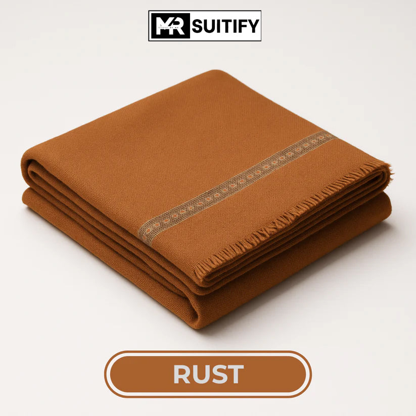 Mr Suitify Classic Wool Shawl – Premium Quality, 1.25 × 3 Yards, Charcoal, Soft and Elegant Winter Wrap